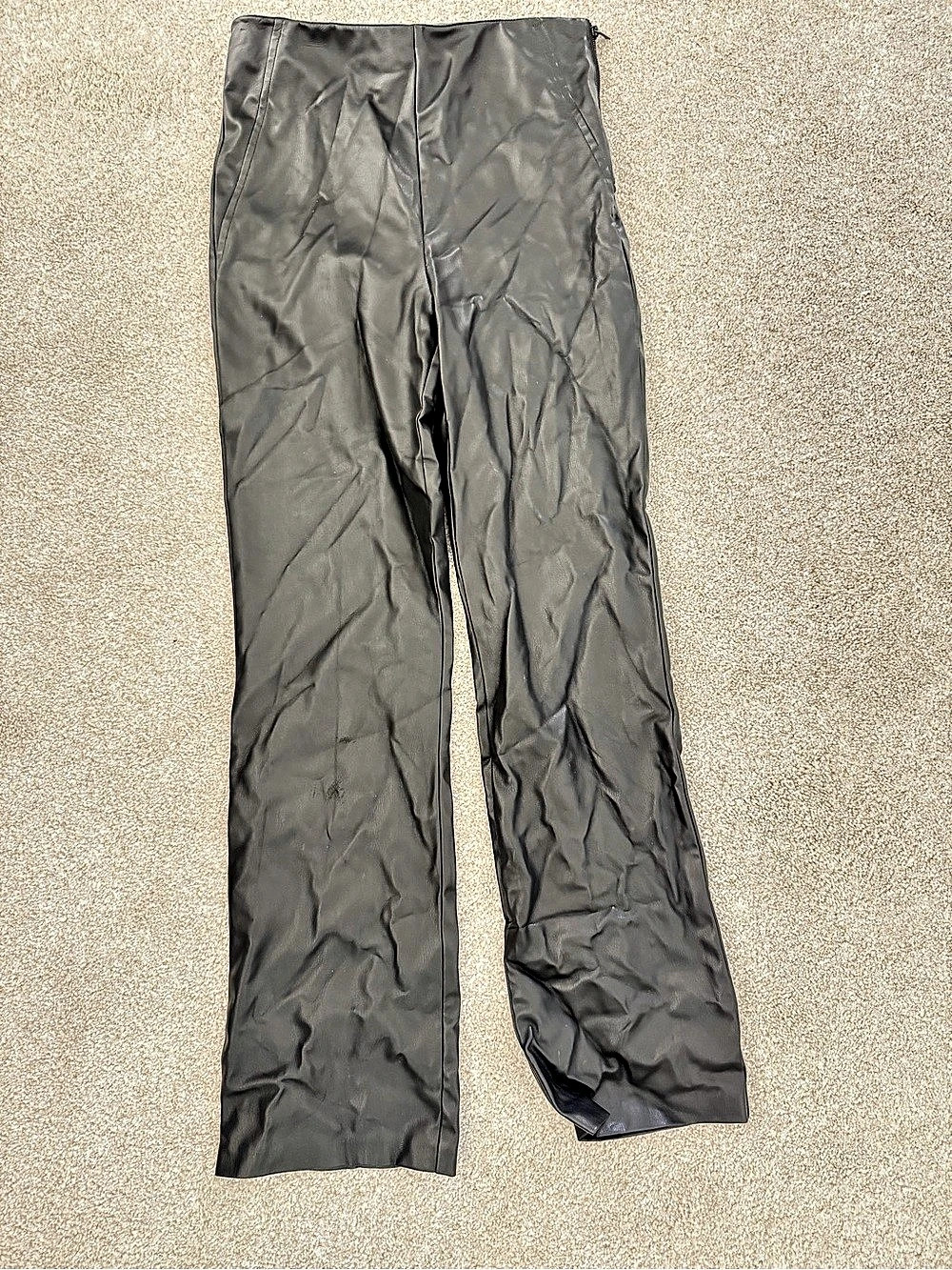 Zara Faux Leather Flare Pants in Gray Size XS NWT